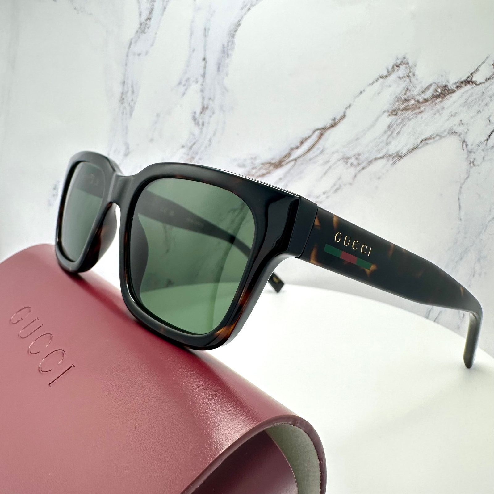 Gucci New GUCCI Sunglasses Brown Gold Red Green Web 55-20-145 mm Size ONE SIZE - 19 Thumbnail