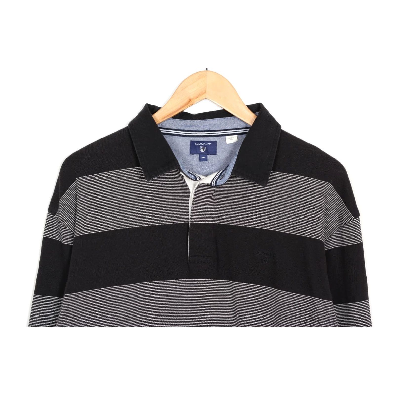 Gant GANT Polo Rugby Shirt Men 2XL Long Sleeve VR3672 Polo Shirt Men's 2XL Long Sleeve Grey/Black Striped Casual Designer Modern Fit Mens Size US XXL / EU 58 / 5 - 2 Thumbnail