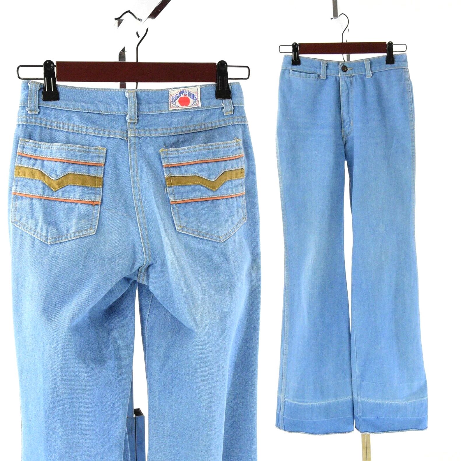image of 70's Vintage Big Apple Jeans High Waist Bellbottoms Women’S Size 0 Blue Wash￼ in White, Women's