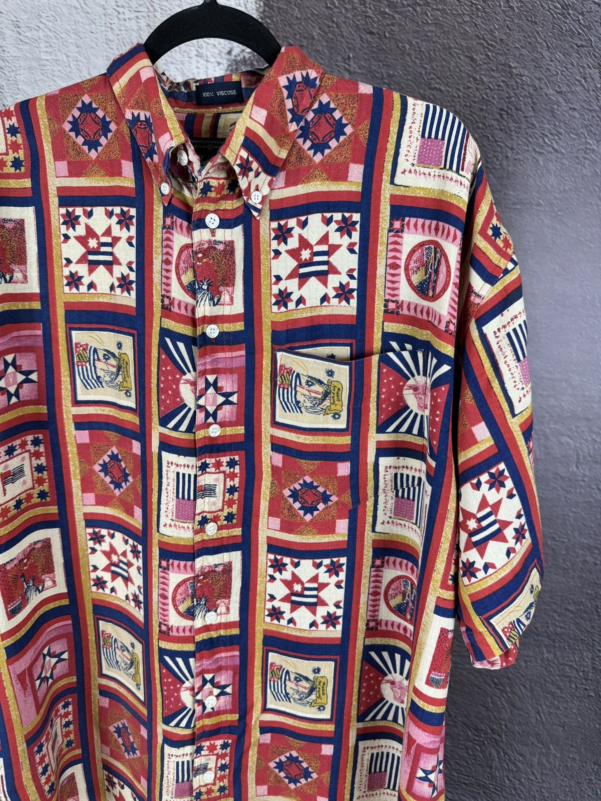 Vintage Conwell vintage abstract pattern 100% viscose shirt sz L Size US L / EU 52-54 / 3 - 6 Thumbnail