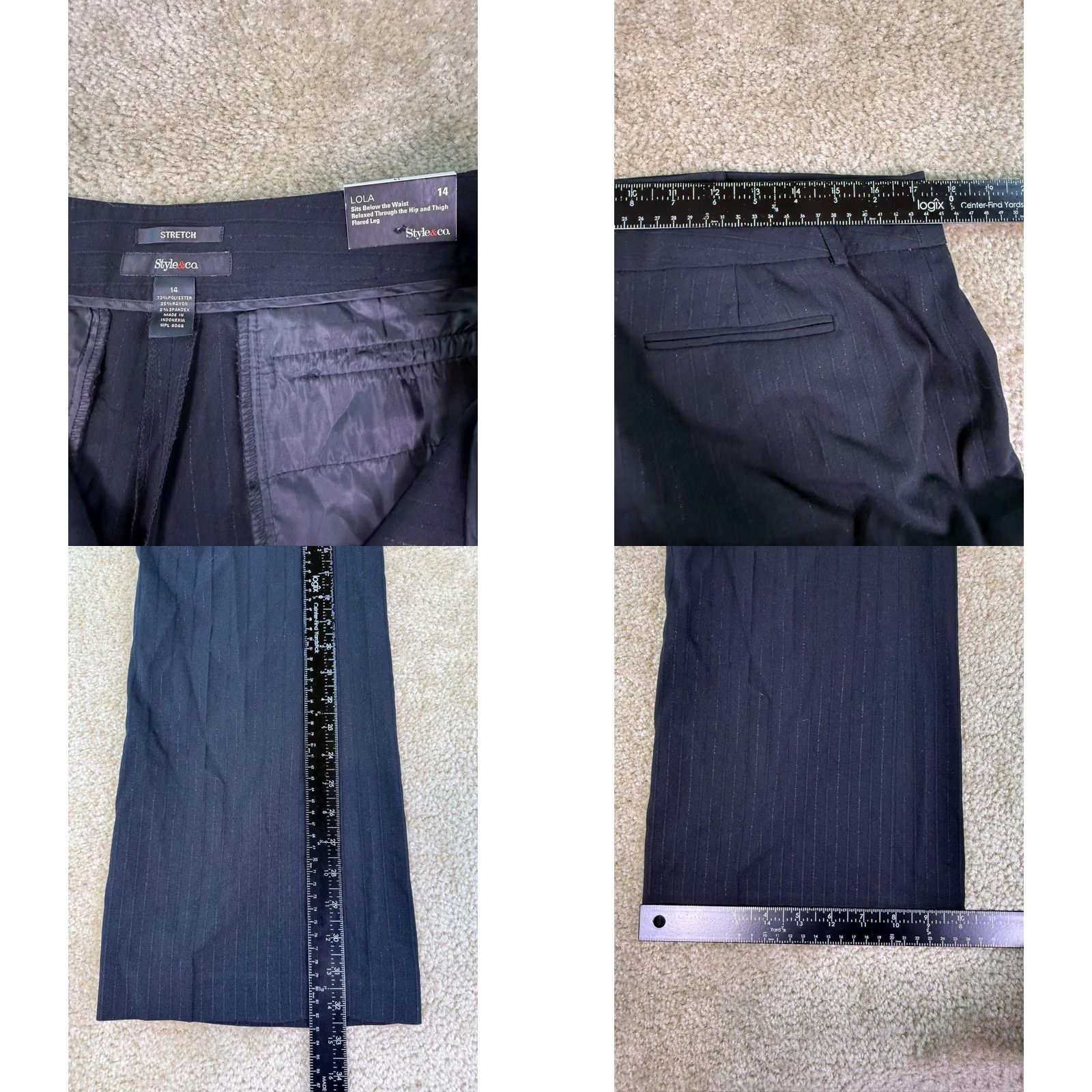 Vintage Style & Co Dress Pants Womens 14 Striped Flared Leg Career NEW Size 24" / US 00 / IT 34 - 8 Thumbnail