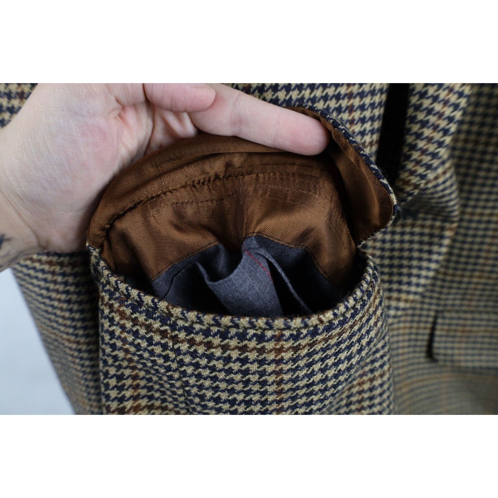 Lands' End × Vintage Vintage 90s Lands End Lambswool Houndstooth Suit Coat Size 44R - 5 Thumbnail
