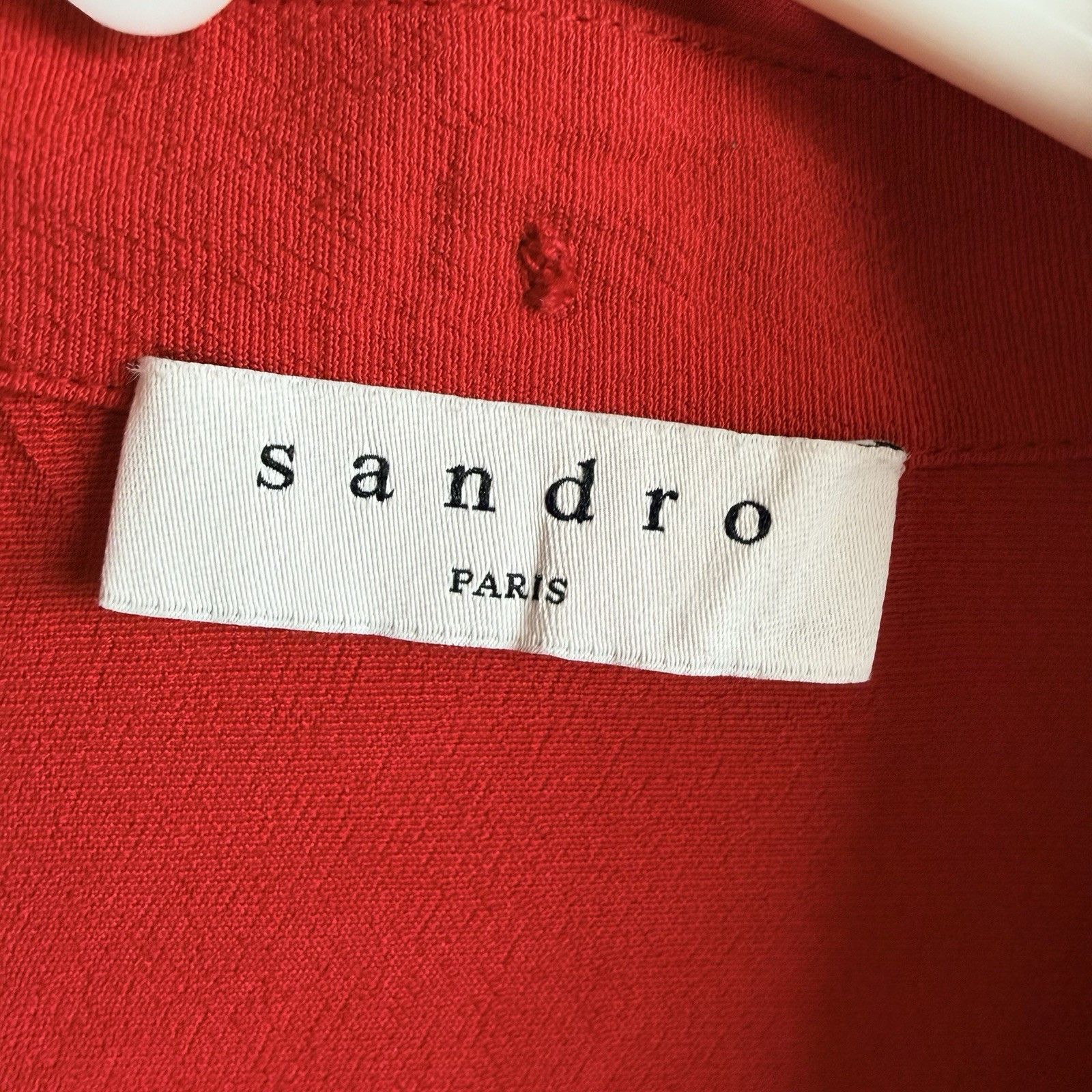 Sandro Sandro Paris Red Embellished Collar Blouse Sz 2 100% Viscose Size M / US 6-8 / IT 42-44 - 5 Thumbnail
