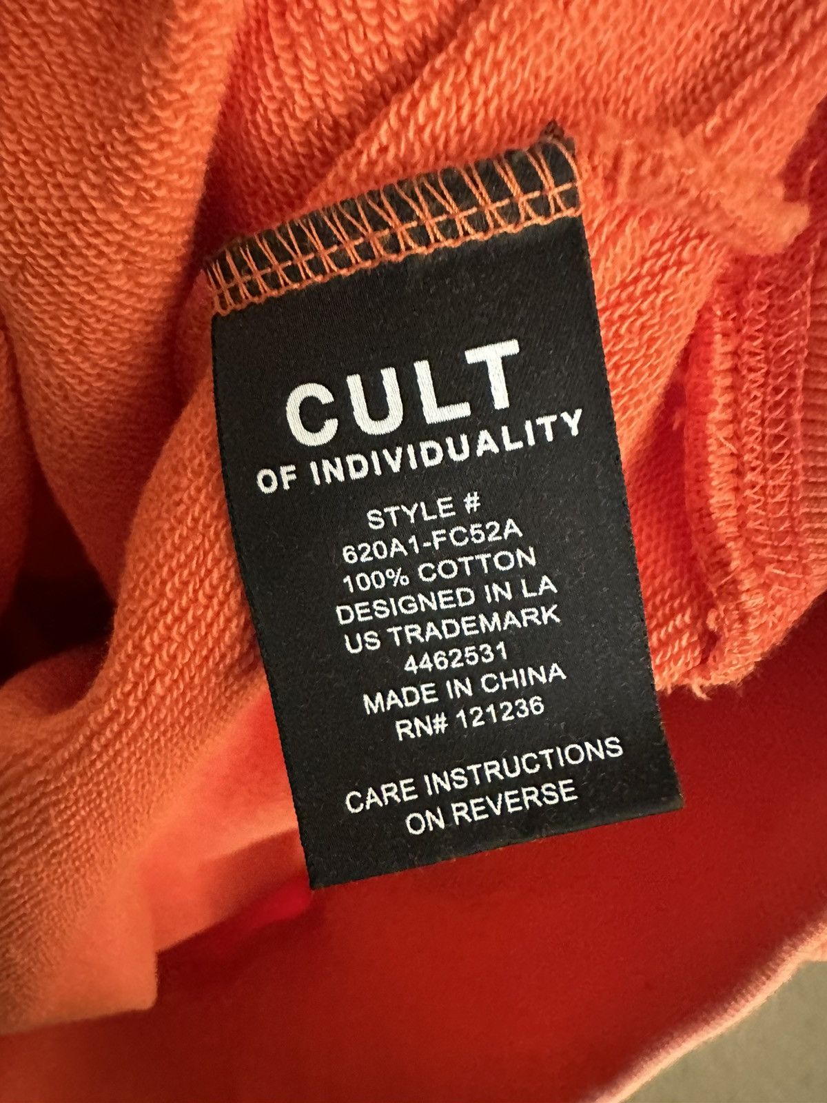 Cult Of Individuality Fleece Crewneck Orange Collegiate