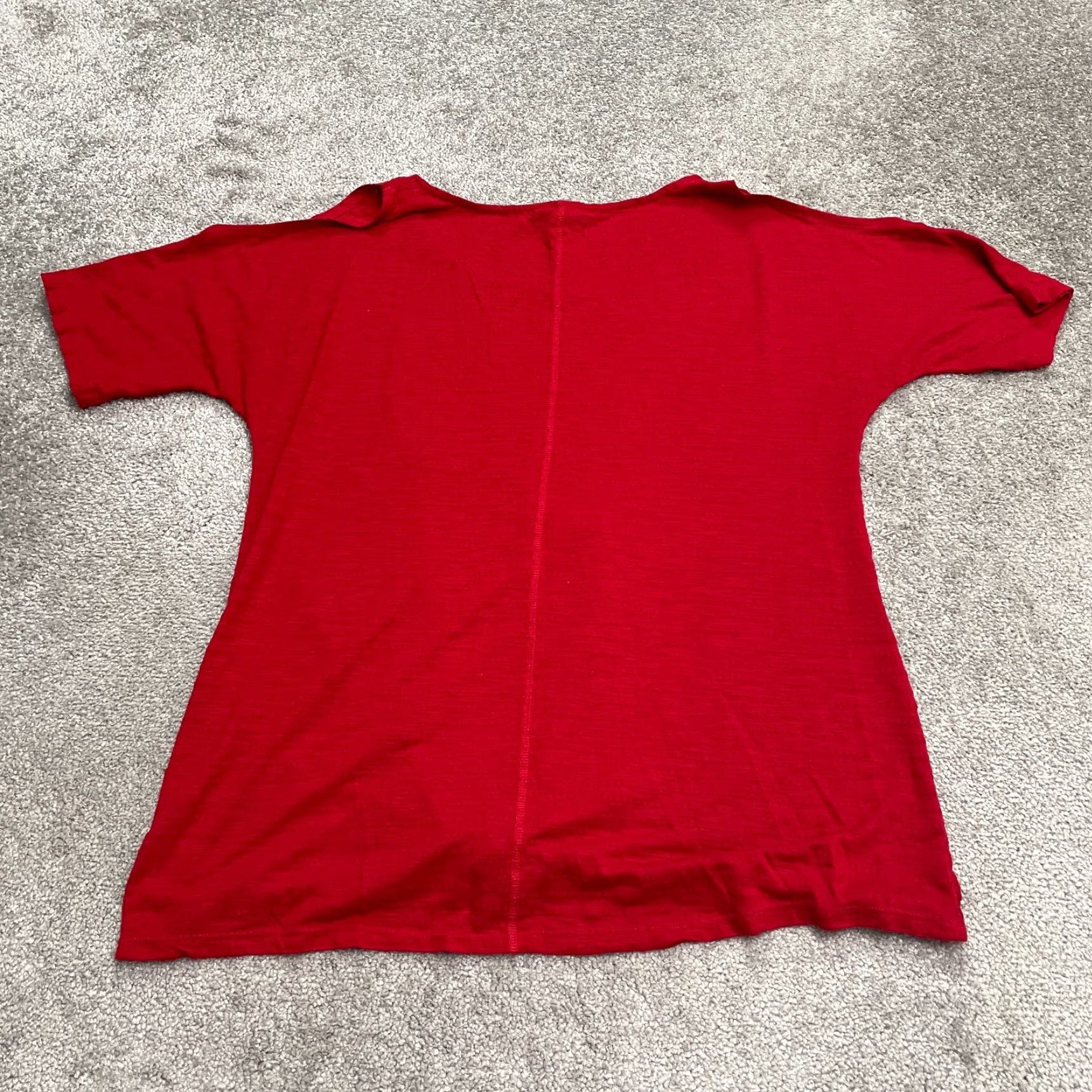 Vintage Cato Blouse Shirt Women L Red Short Sleeve Cold Shoulder Knotted Front Knit Polyester Blend Basic Size L / US 10 / IT 46 - 2 Thumbnail
