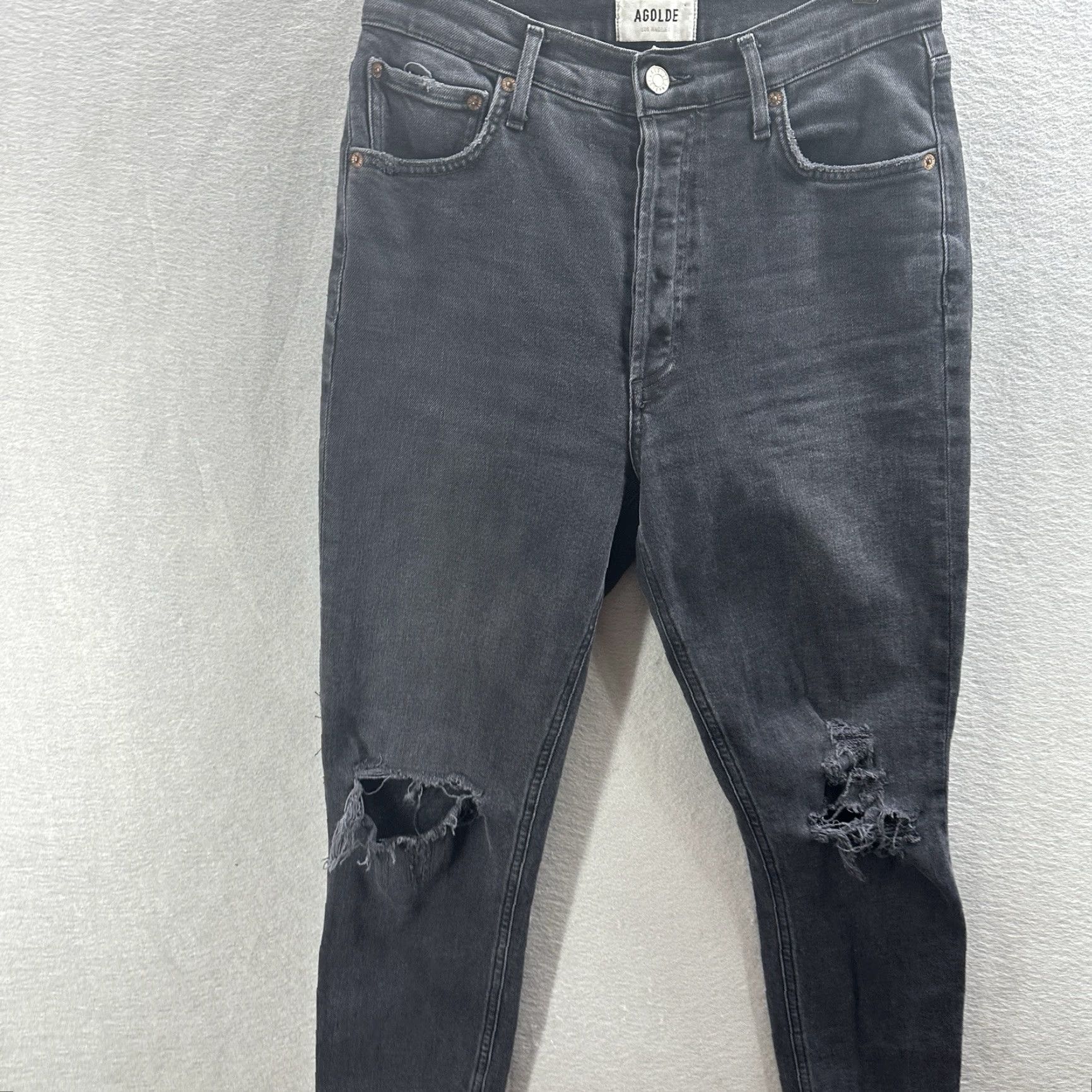 Agolde AGOLDE Jeans Women 28 Black Nico Straight High Rise Denim Dark Wash Size 28" / US 6 / IT 42 - 5 Thumbnail