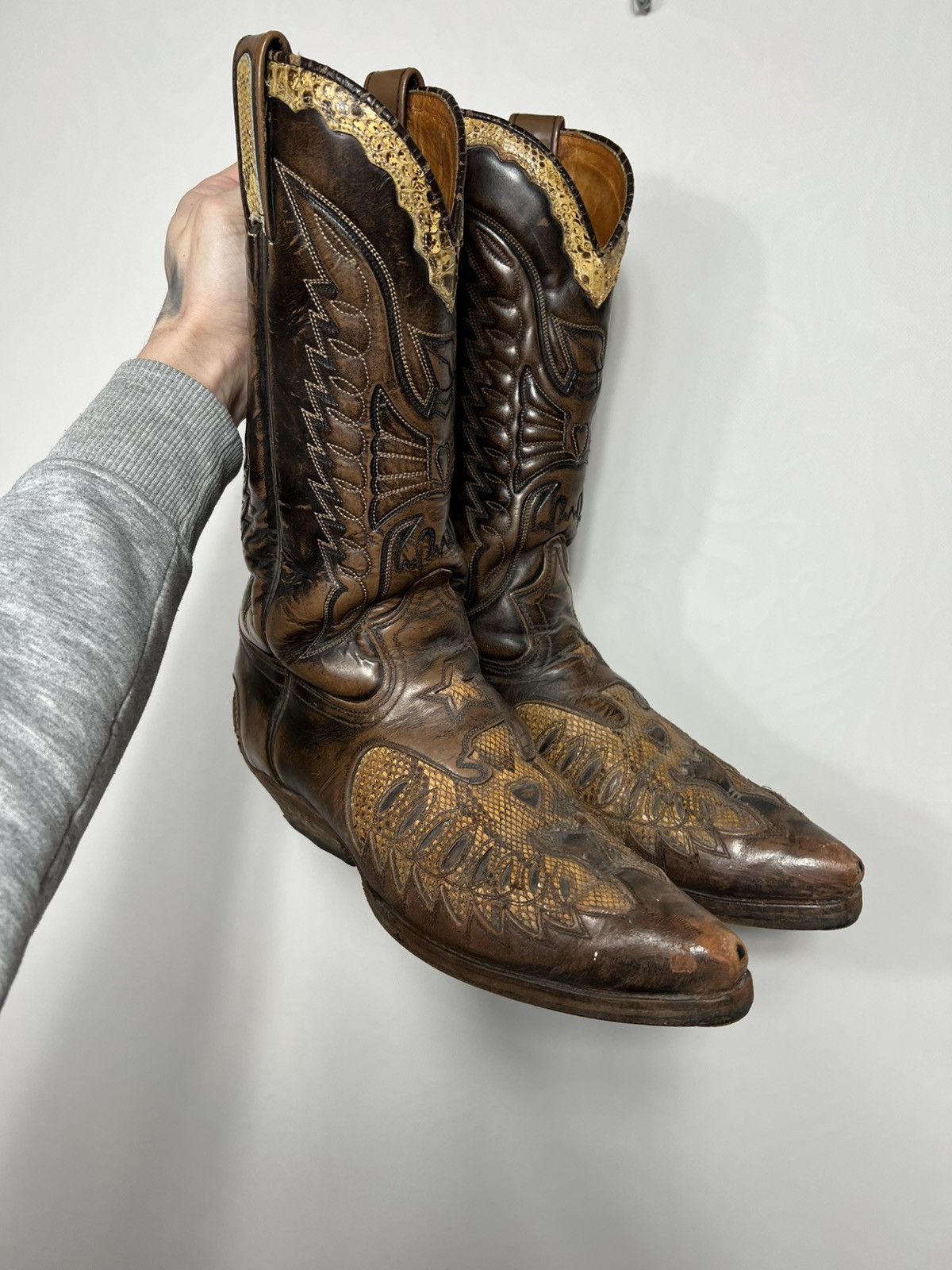 Vintage Vintage SENDRA Cowboy Leather Print Hand Tooled Boots Shoes Size US 10 / EU 43 - 3 Thumbnail