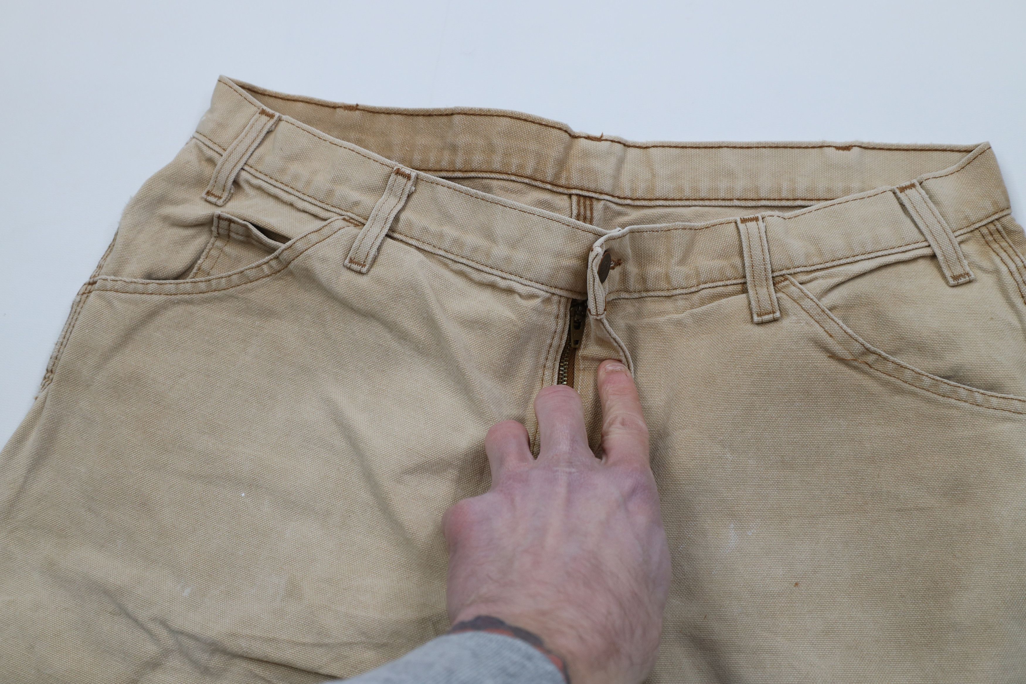 Dickies Vintage 90s Dickies Canvas Wide Leg Dungaree Pants Beige Size US 36 / EU 52 - 10 Thumbnail