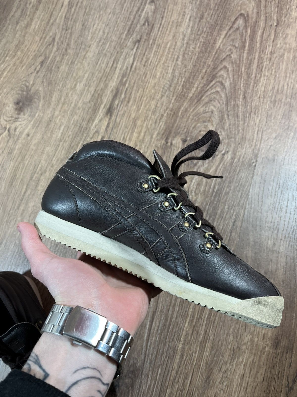 Onitsuka Tiger Vintage Asics Onitsuka Tiger Leather Brown Shoes Size US 4.5 / IT 34.5 - 15 Thumbnail