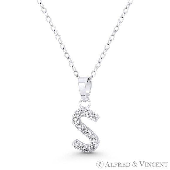Other Initial "S" CZ Crystal Pendant w/ Cable Chain Necklace Size ONE SIZE - 1 Preview