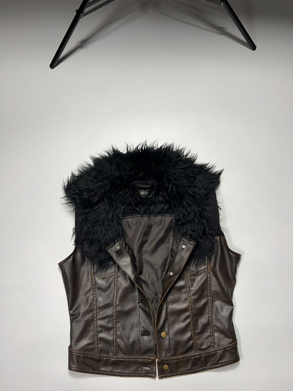 Hysteric Glamour Rare Y2K Leather Vest With Fur Collar Hood Hype Size L / US 10 / IT 46 - 8 Thumbnail