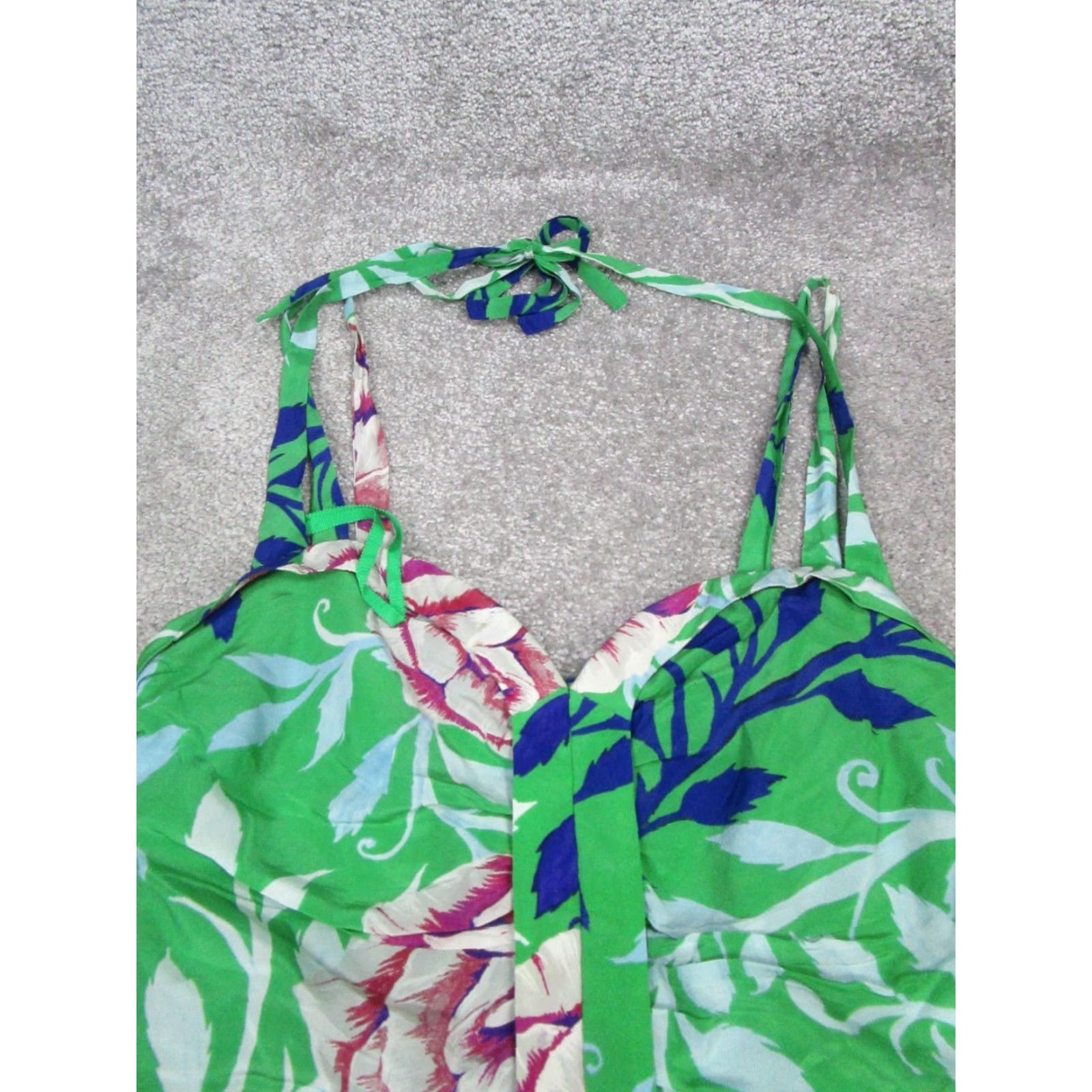 Soeur Moulinette Soeurs Dress Womens 6 Green Blue Red Floral Halter Silk Blouson Size M / US 6-8 / IT 42-44 - 2 Thumbnail