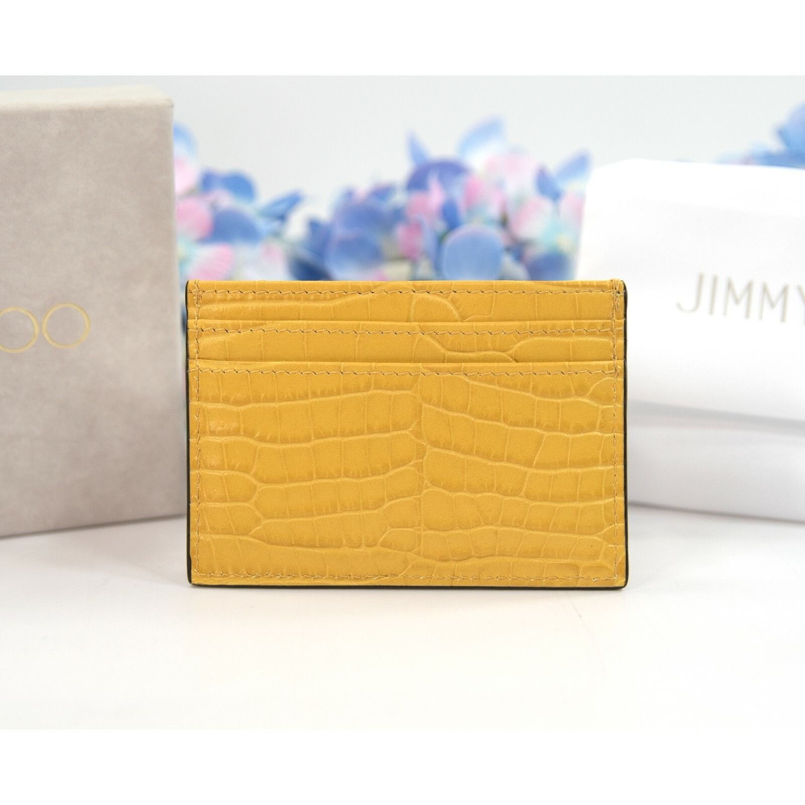 Jimmy Choo Jimmy Choo Umika Dark Sun Yellow Croc Leather Card Case Hold Size ONE SIZE - 4 Thumbnail