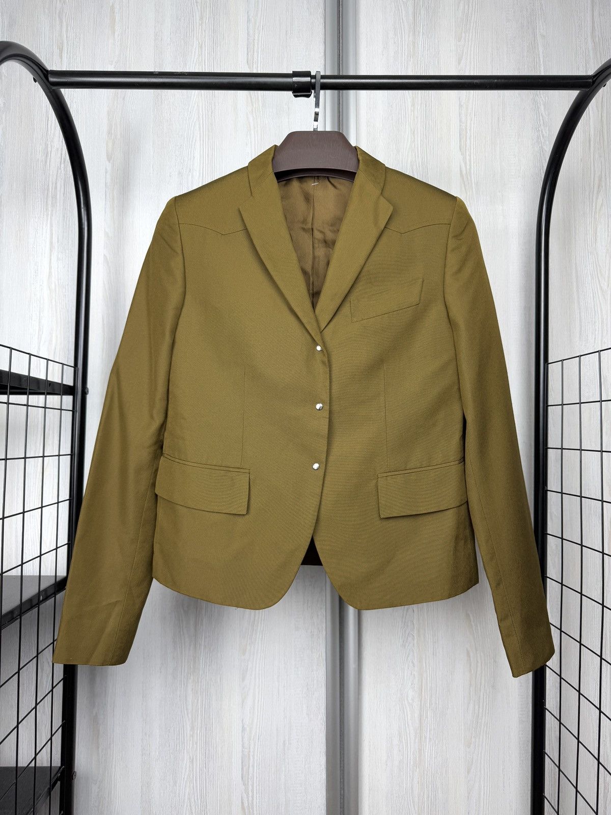 Gucci Gucci x Tom Ford era olive green full silk buttoned blazer Size S / US 4 / IT 40 - 1 Thumbnail