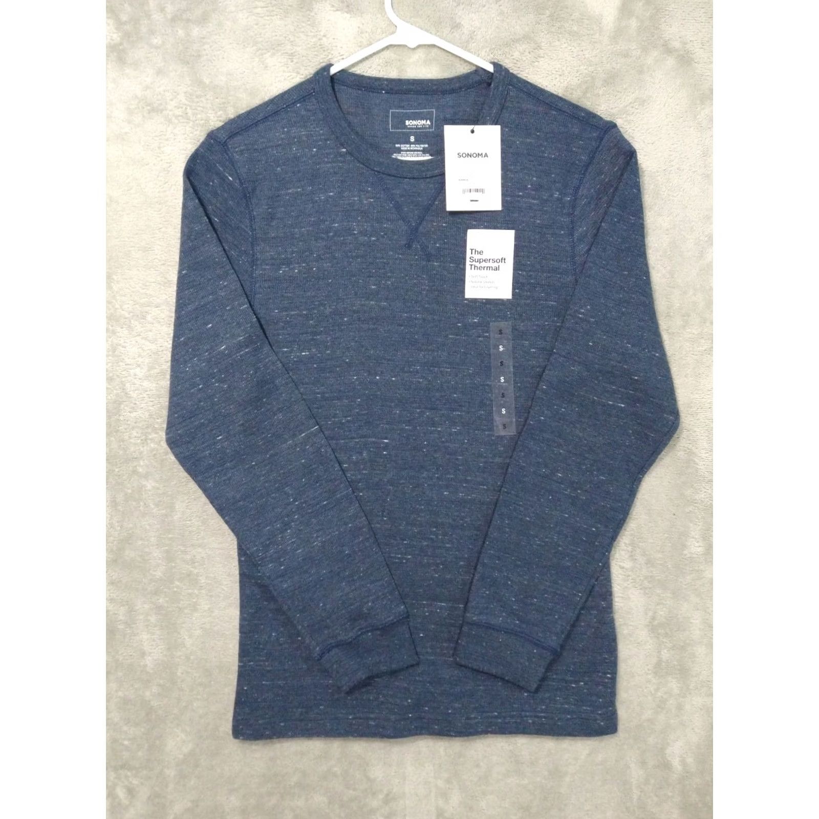 Vintage Sonoma Shirt Mens Small Blue Supersoft Thermal Crew Neck Long Sleeve Stretch Size US S / EU 44-46 / 1 - 2 Thumbnail