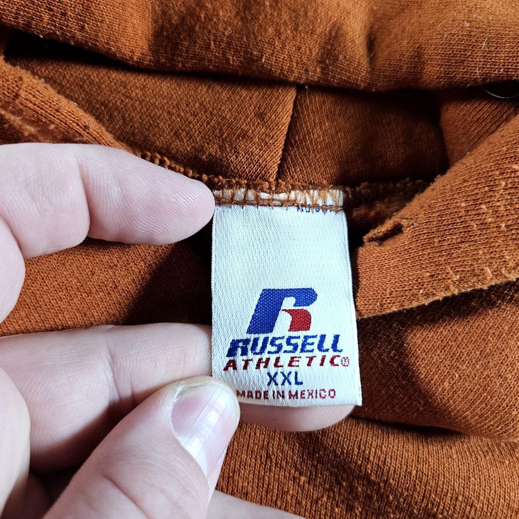 Russell Athletic Russell Athletic Hoodie Mens 2XL Orange Solid Fleece Pullover Kangaroo Pocket Logo Crew Neck Long Sleeve Knit Size US XXL / EU 58 / 5 - 6 Thumbnail