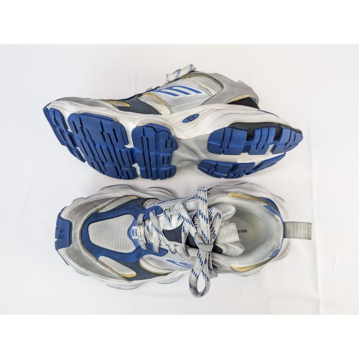 Balenciaga o1rshd1 Suede Mesh Cargo Sneakers in Grey/White/Blue Size US 10 / EU 43 - 4 Thumbnail