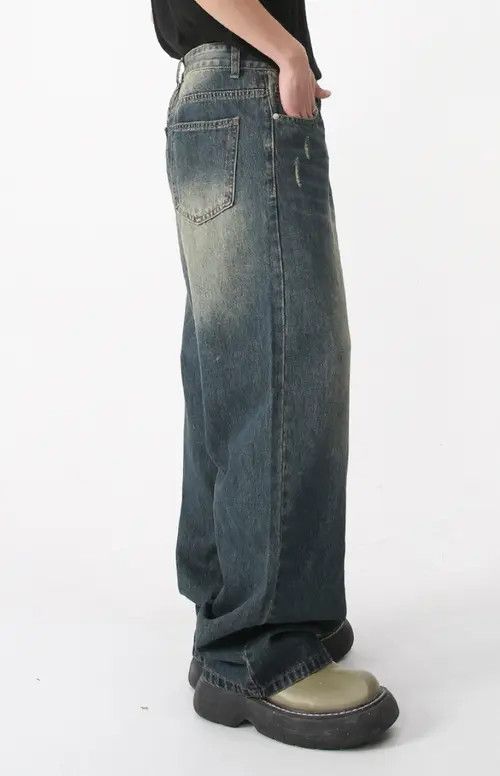 VIBE Retro distressed washed loose denim trousers Size US 30 / EU 46 - 5 Thumbnail