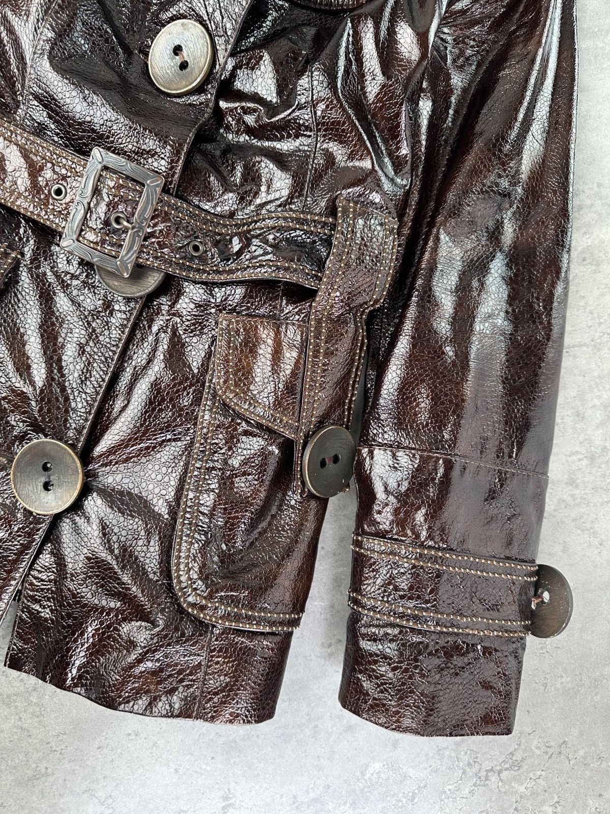 Japanese Brand Vintage Faux Patent Leather Jacket Size S / US 4 / IT 40 - 6 Thumbnail