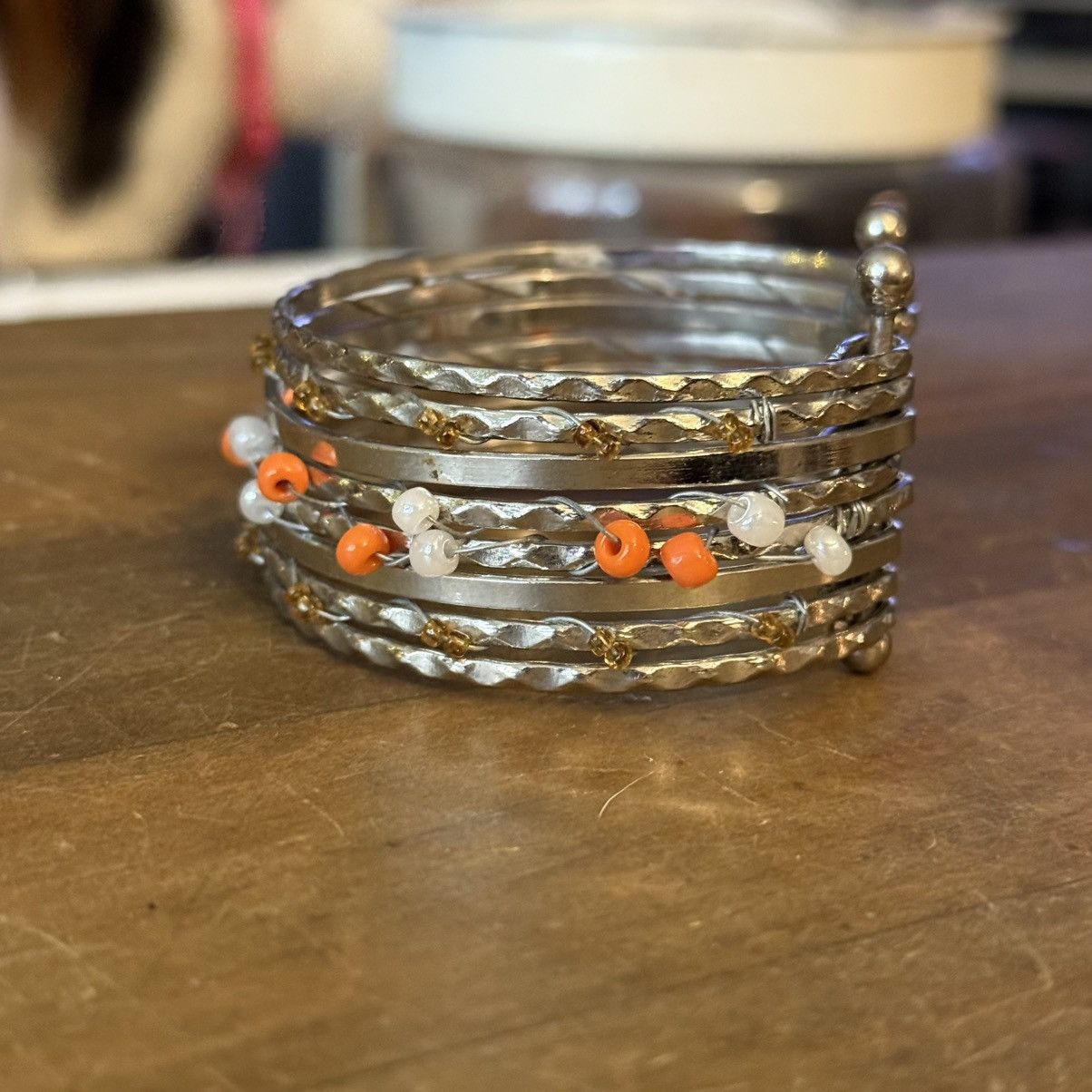 Other Silver tone beaded stacked bangle cuff bracelet Size ONE SIZE - 6 Thumbnail