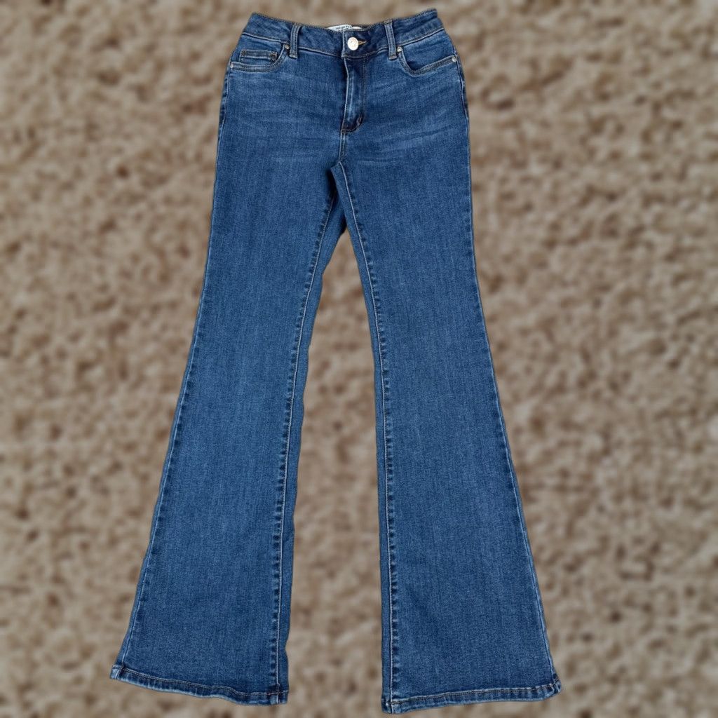 Vintage Refuge Jeans Women Regular Jeans 0 Blue Denim Cotton Blend Stretch Flared Low Rise 24x31 Size 25" / US 0 / IT 36 - 1 Thumbnail