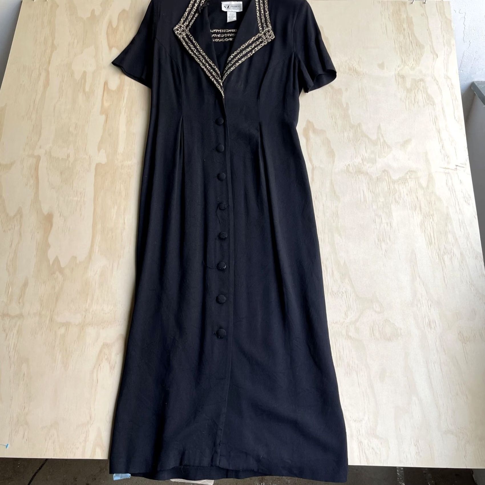 Vintage VINTAGE S.L. Fashions Dress Womens 12P Black Animal Print Button Front Maxi Shirt Size XL / US 12-14 / IT 48-50 - 2 Thumbnail