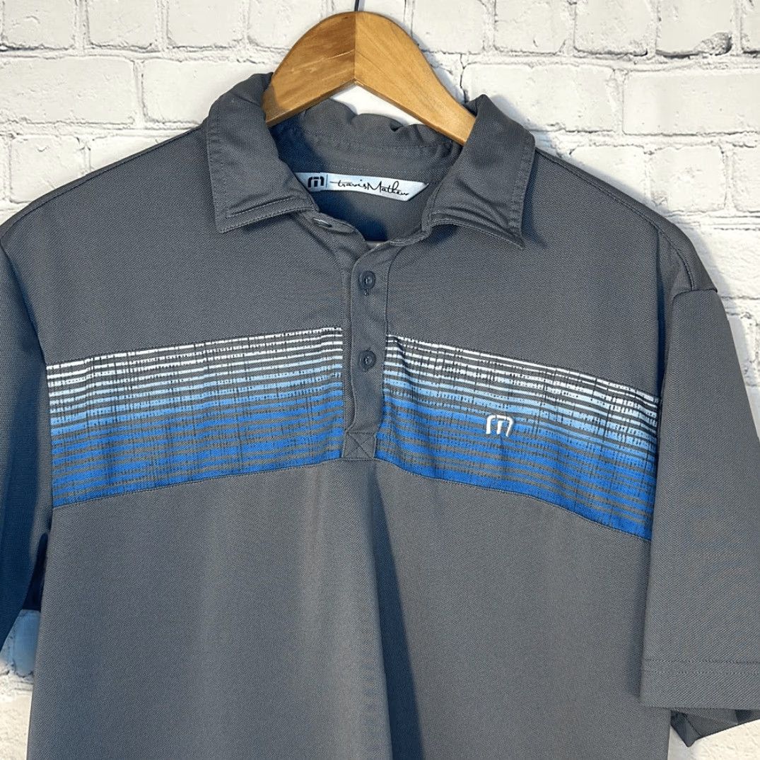 TravisMathew Travis Mathew Golf Polo Shirt Mens M Striped Short Sleeve Gray Multicolor Polo Shirt M Mens Size US M / EU 48-50 / 2 - 2 Thumbnail