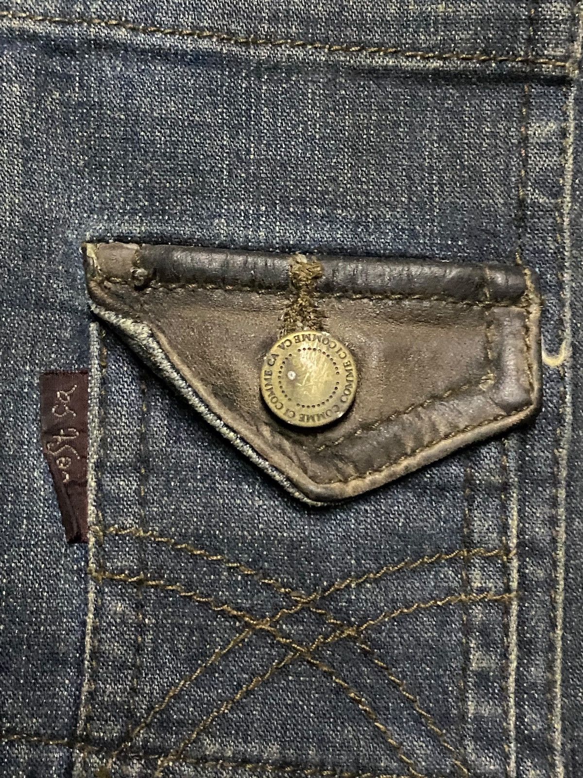 Comme des Garcons Comme Ci Rare 2000s Hybrid Denim Leather Flared Jeans Size US 28 / EU 44 - 13 Thumbnail