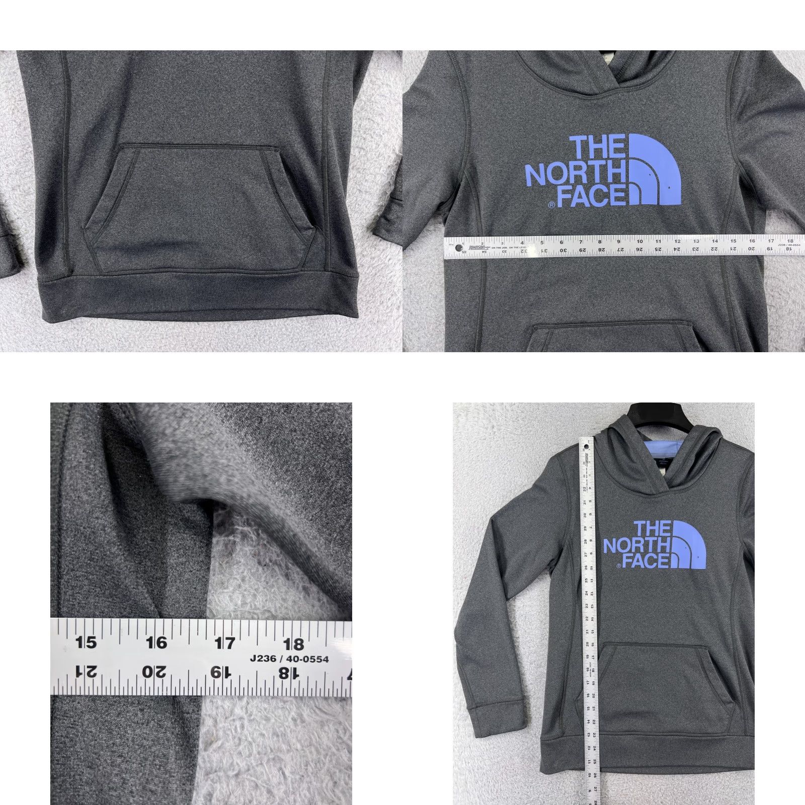 The North Face The North Face Hoodie Womens Small Gray Purple Logo Pullover Pocket Poly Size S / US 4 / IT 40 - 8 Thumbnail