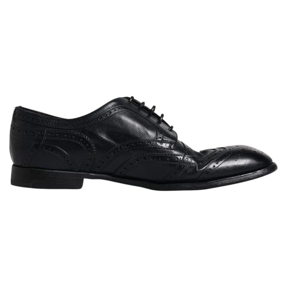 Dolce & Gabbana Dolce & Gabbana Dark Blue Leather Derby Wingtip Formal Shoes Size US 11 / EU 44 - 4 Thumbnail