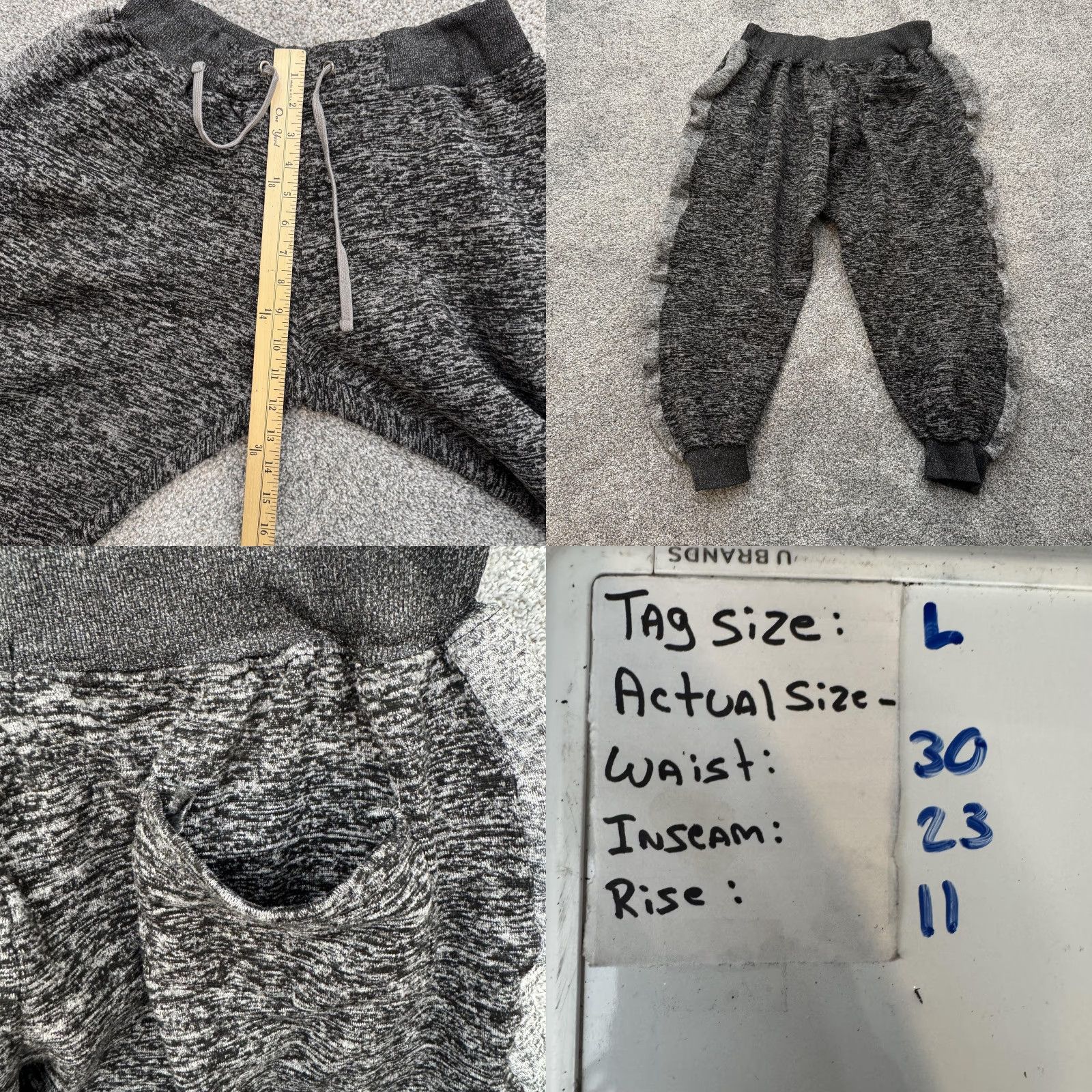 Vintage Chams Sweatpants Mens Large Gray Fleece Joggers Drawstring Waist Athletic Pants Casual Comfort Mens L Sweatpants Size US 33 - 8 Thumbnail
