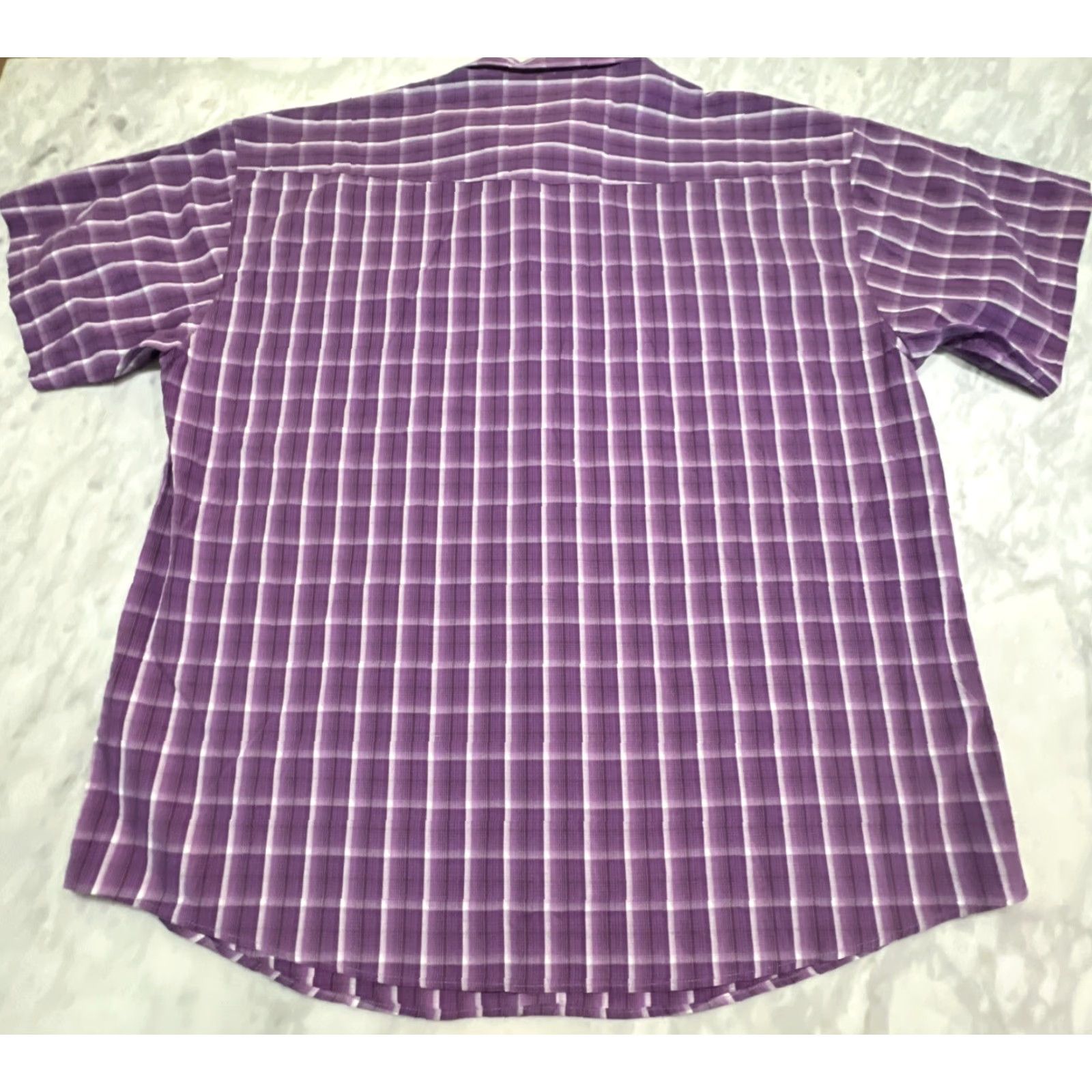 Vintage Panhandle Select Men's 2XL Short Sleeve Pearl Snap Plaid Western Shirt Purple Woven Cotton Size US XXL / EU 58 / 5 - 6 Thumbnail