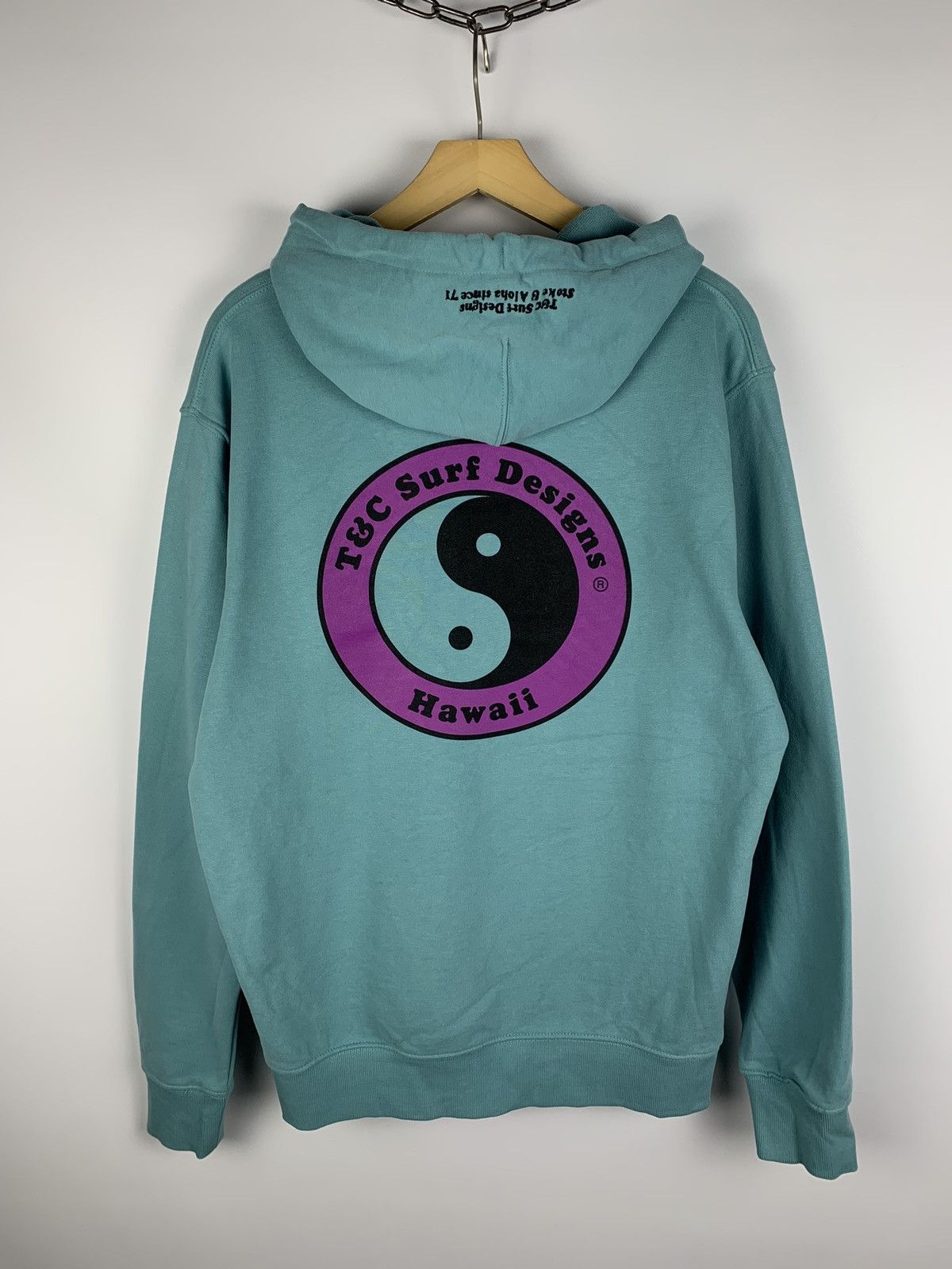Designer T&C Surf Designs Hawaii Hoodie Men’s Size M Baby Blue Top Size US M / EU 48-50 / 2 - 1 Thumbnail