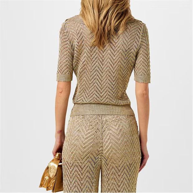Missoni o1g2r1mq1124 V Neck Knitted T Shirt in Gold Space Size M / US 6-8 / IT 42-44 - 5 Thumbnail