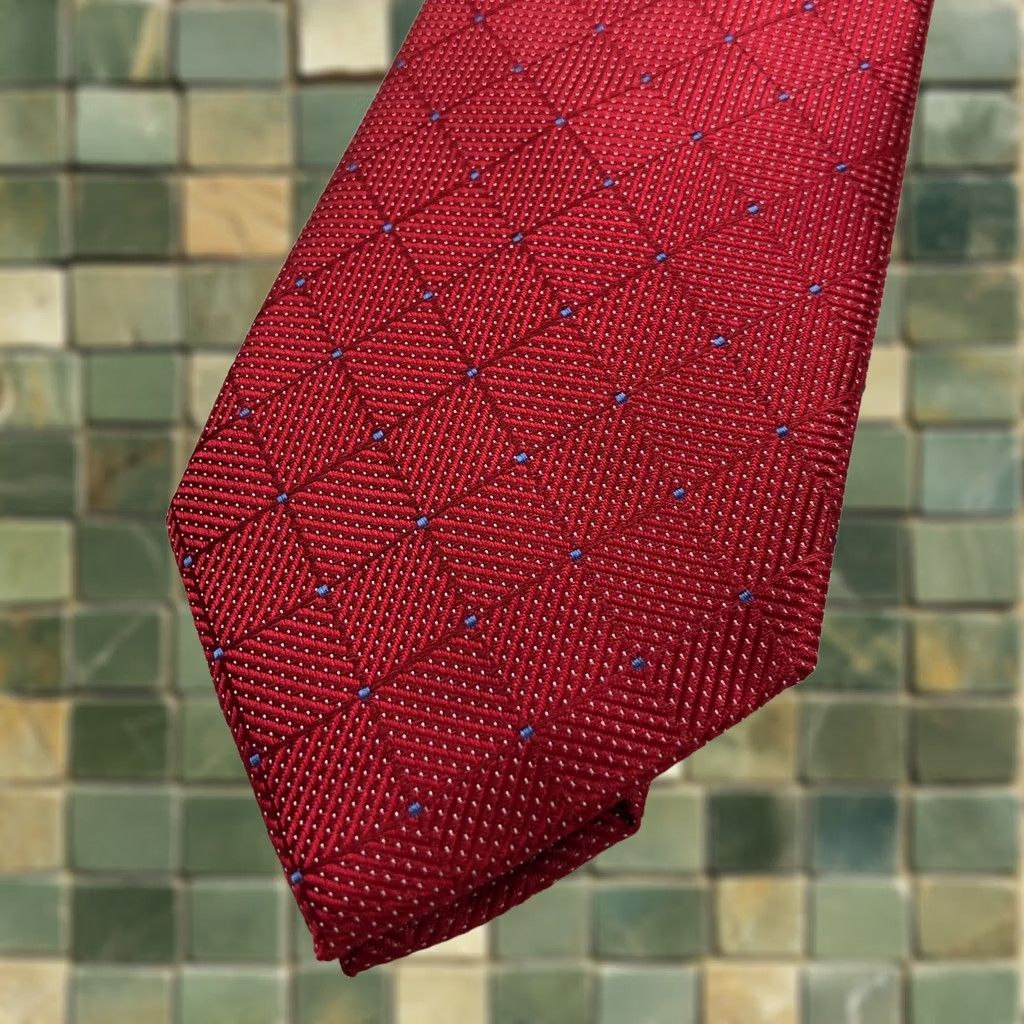 Perry Ellis VINTAGE Perry Ellis Portfolio NEW Red 100% Polyester Neck Tie Geometric 2.75 In /58-in Tie Men Vintage Mens Size ONE SIZE - 1 Thumbnail