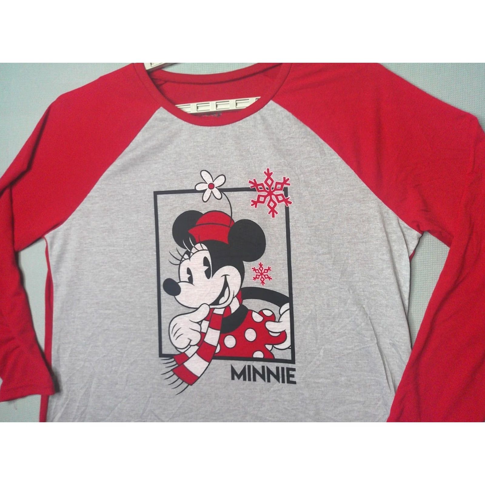 Disney Disney Minnie Mouse Shirt Womens XL Gray Red Christmas Colorblock Snow LS Crew Neck T-Shirt Womens Size XL / US 12-14 / IT 48-50 - 2 Thumbnail