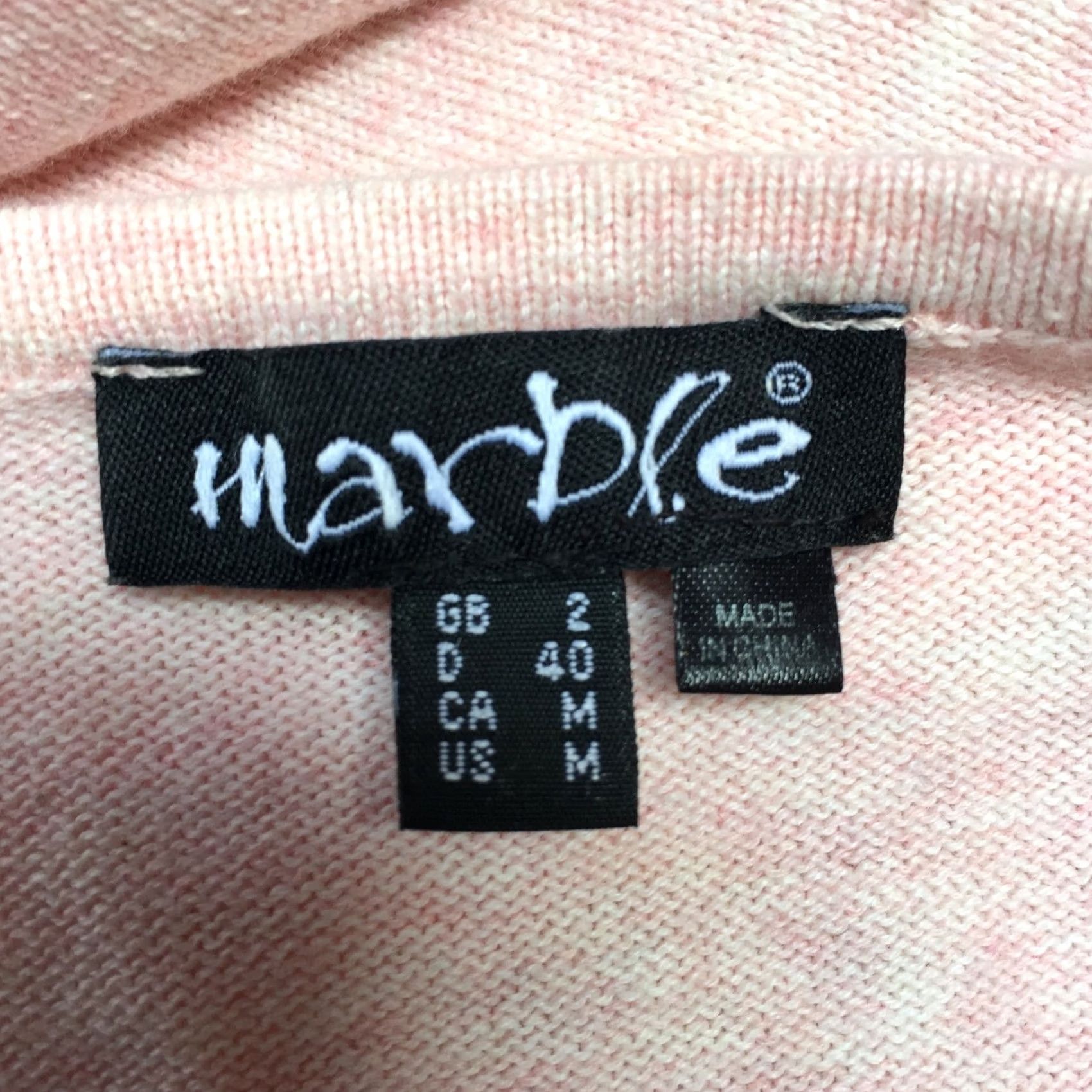 Pinko Marble Women's Medium Cotton V-Neck Pullover 3/4 Sleeve Pink Ivory Knit Sweater Size M / US 6-8 / IT 42-44 - 6 Thumbnail