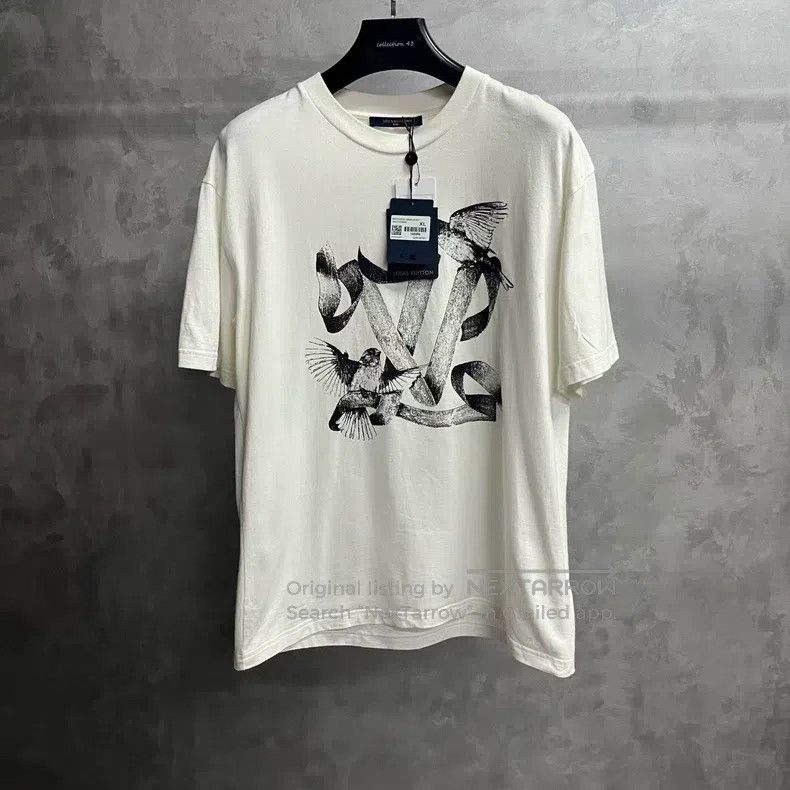 Louis Vuitton Louis Vuitton White Logo Animal Print Crew Neck T-Shirt Size US XL / EU 56 / 4 - 1 Thumbnail