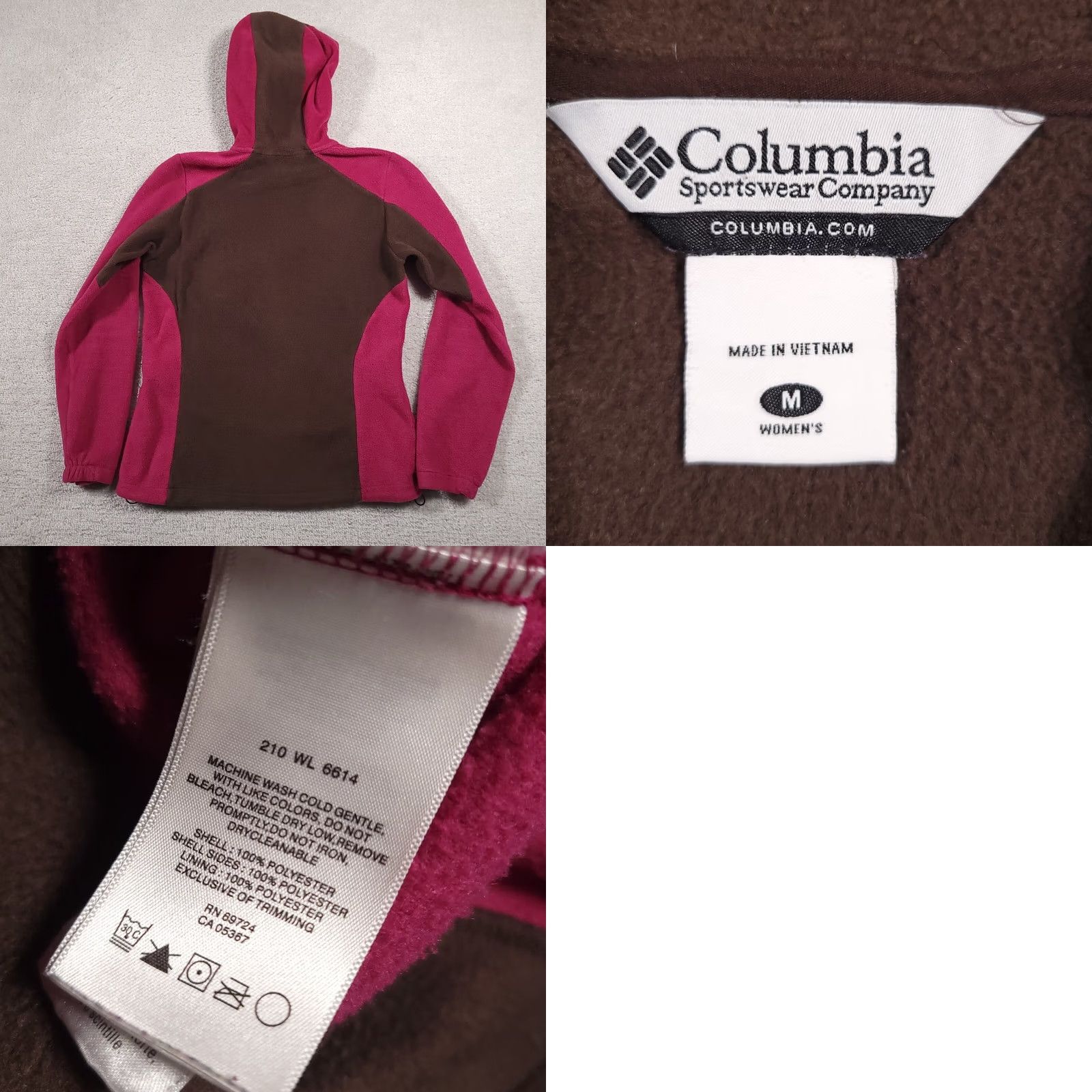 Pinko Columbia Hoodie Womens Medium Brown Pink Colorblock Full Zip Sweatshirt Jacket Size M / US 6-8 / IT 42-44 - 9 Thumbnail
