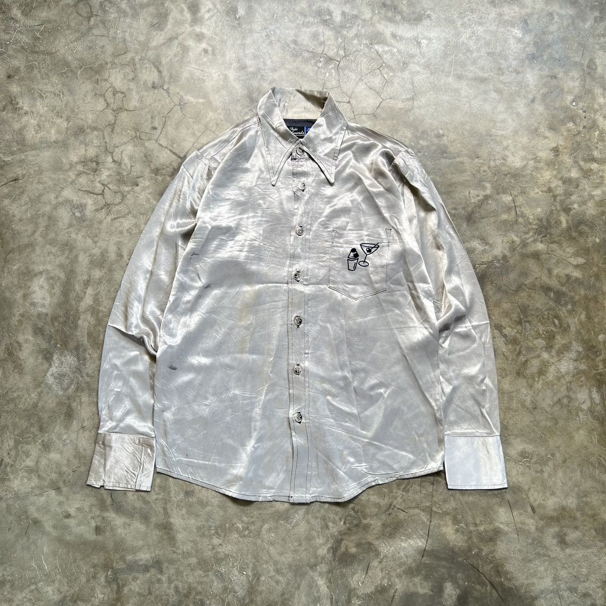 Vintage Vintage Trac Edwards Sliky Silver Button up Longsleeve Shirt Size US M / EU 48-50 / 2 - 1 Thumbnail