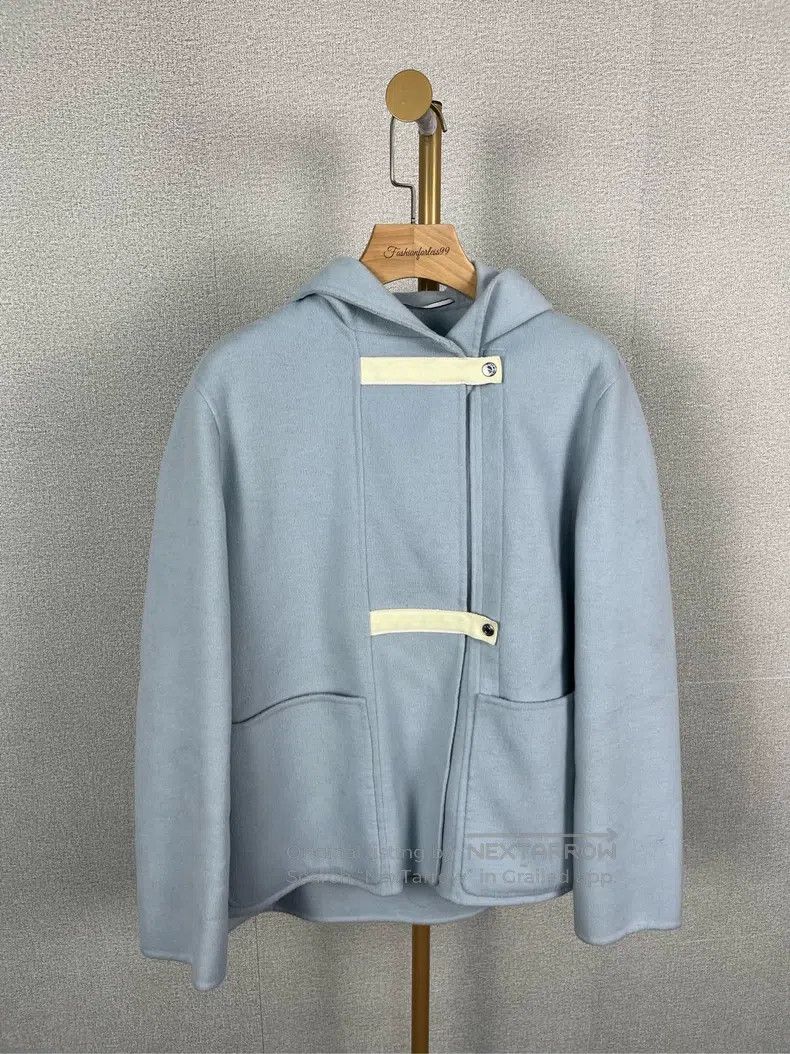 Hermes Hermes Blue Hooded Long Sleeve Wool Coat Size XS / US 0-2 / IT 36-38 - 1 Thumbnail