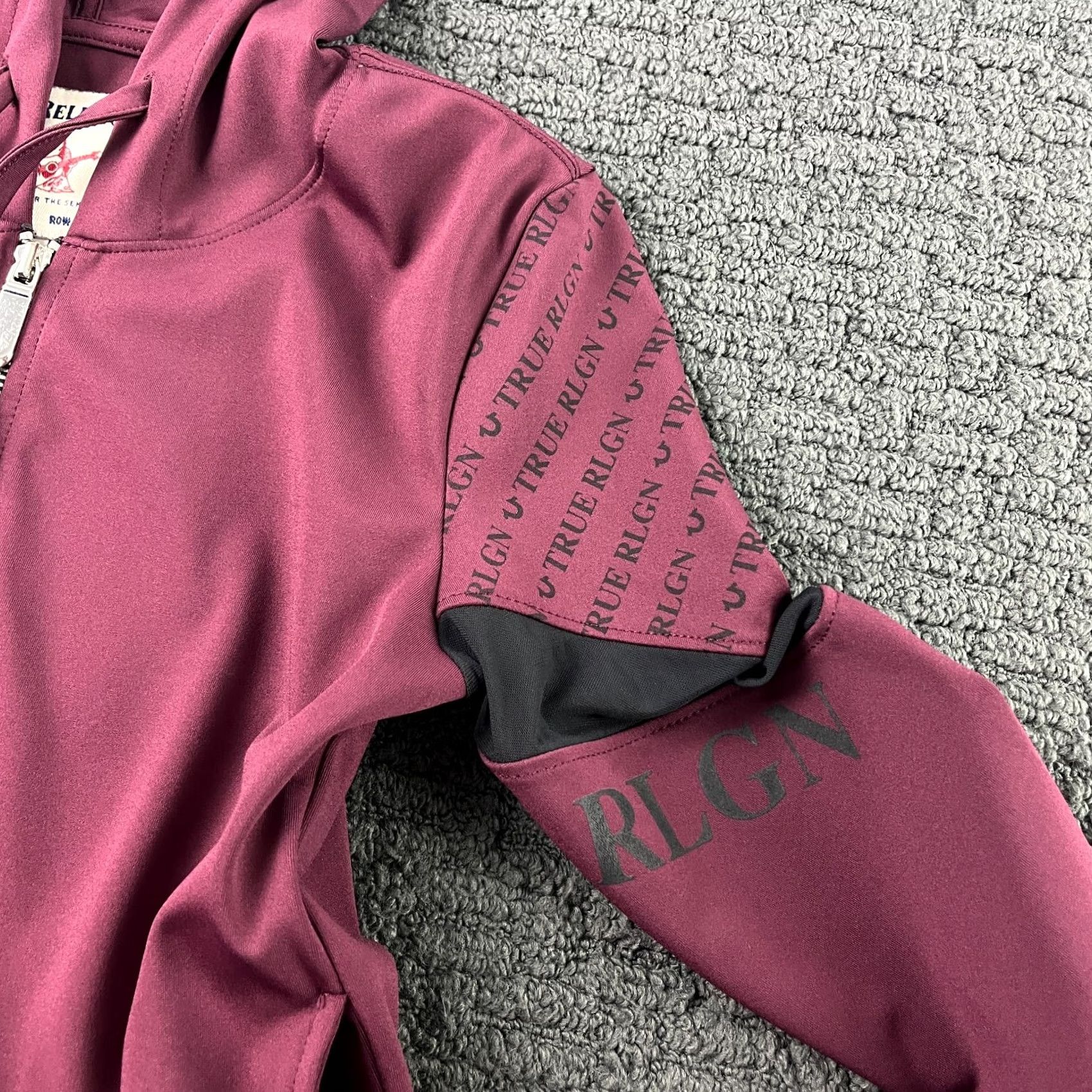 True Religion True Religion Hoodie XS Womens Burgundy Red Full Zip Jacket Monogram Logo Zipper Hooded Size XS / US 0-2 / IT 36-38 - 6 Thumbnail