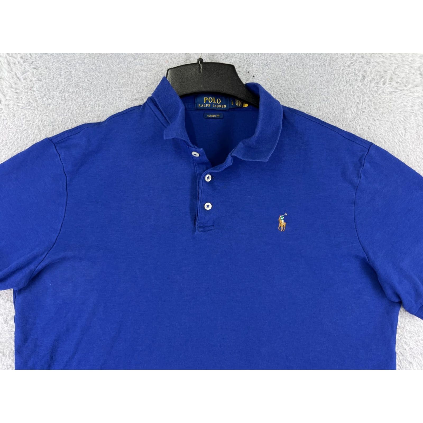 Ralph Lauren VINTAGE Ralph Lauren Polo Shirt Men L Blue Polo Short Sleeve 100% Cotton Jersey Slim Embroidered Logo Golf Pony Shirt Neck Collared Button Wind? Size US L / EU 52-54 / 3 - 7 Thumbnail
