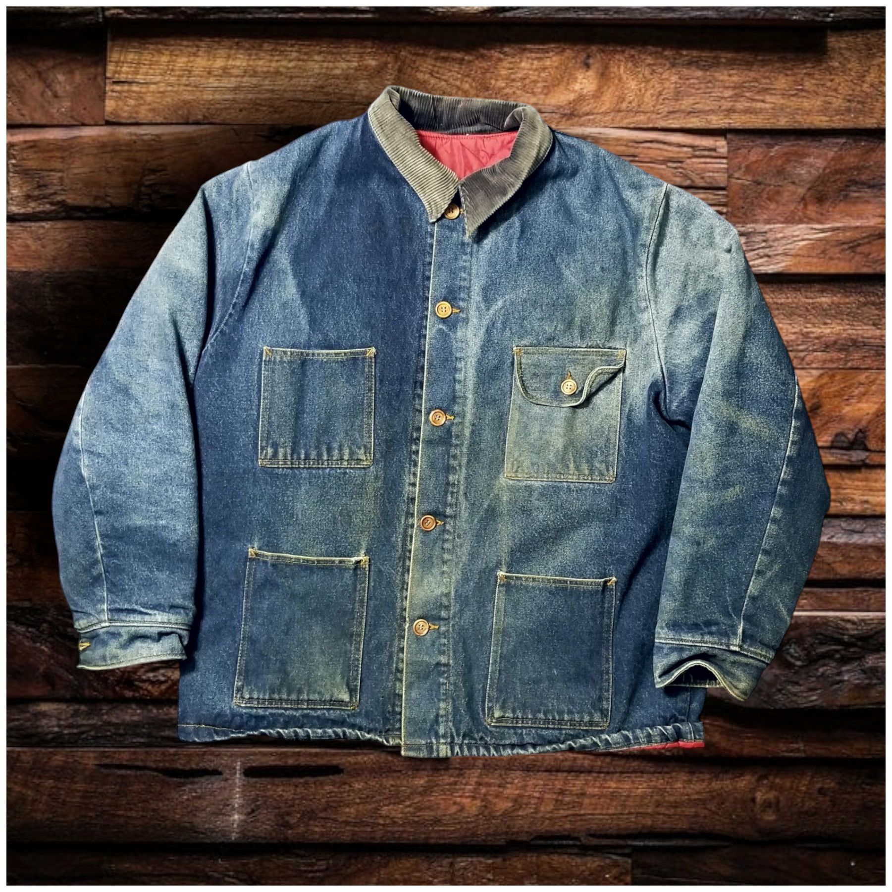 VTG 1970s WASHINGTON STATE PEN. DENIM CHORE COAT-SIZE XLARGE
