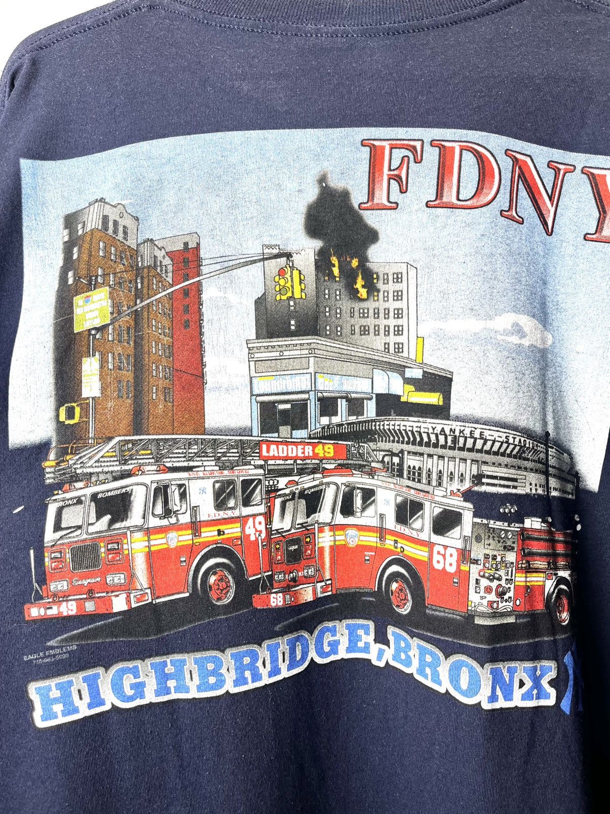 Vintage Vintage FDNY Highbridge Bronx Firefighter T Shirt Size US XL / EU 56 / 4 - 5 Thumbnail