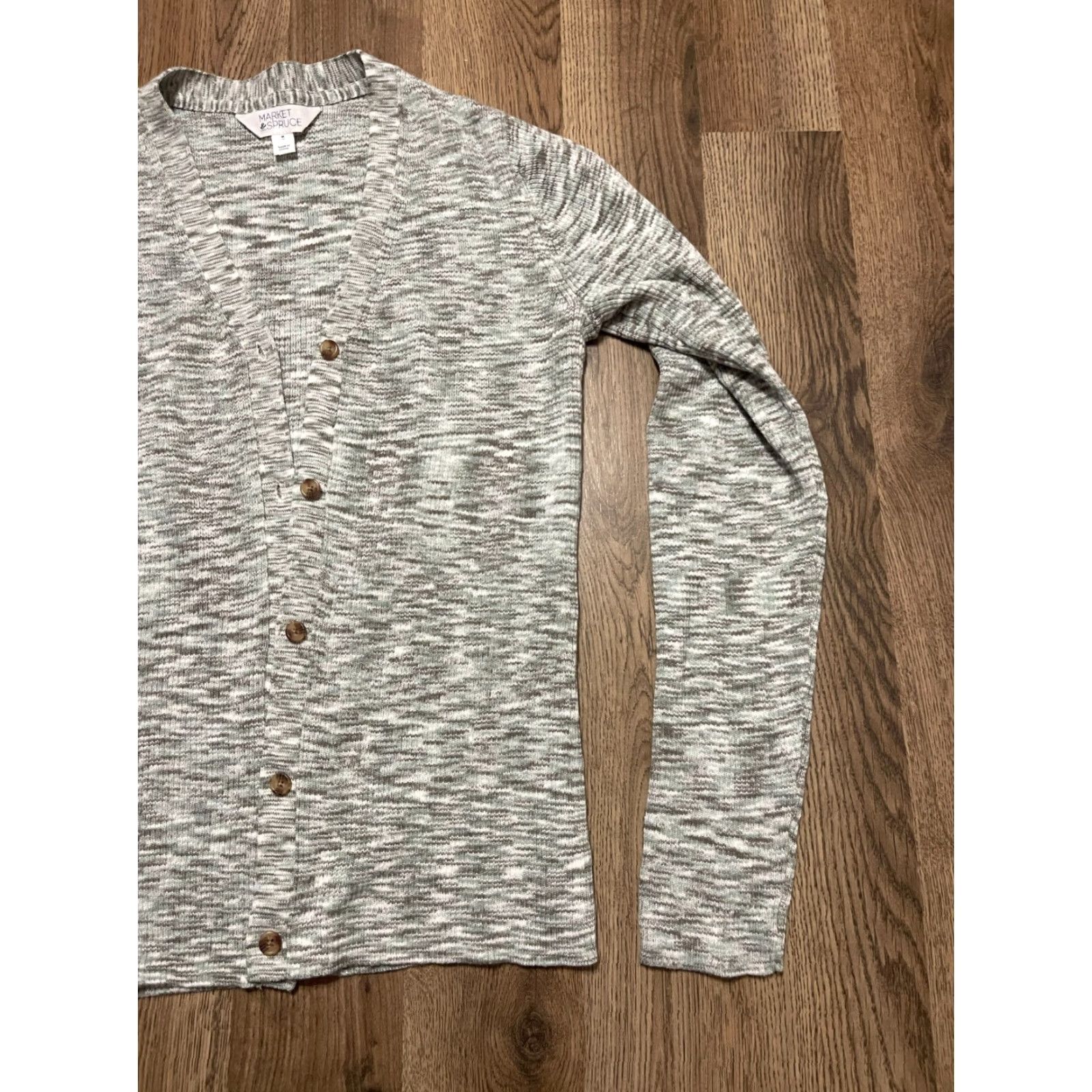 Market Market & Spruce Sweater Womens Medium Gray Buttons Cardigan Long Sleeve Size M / US 6-8 / IT 42-44 - 4 Thumbnail