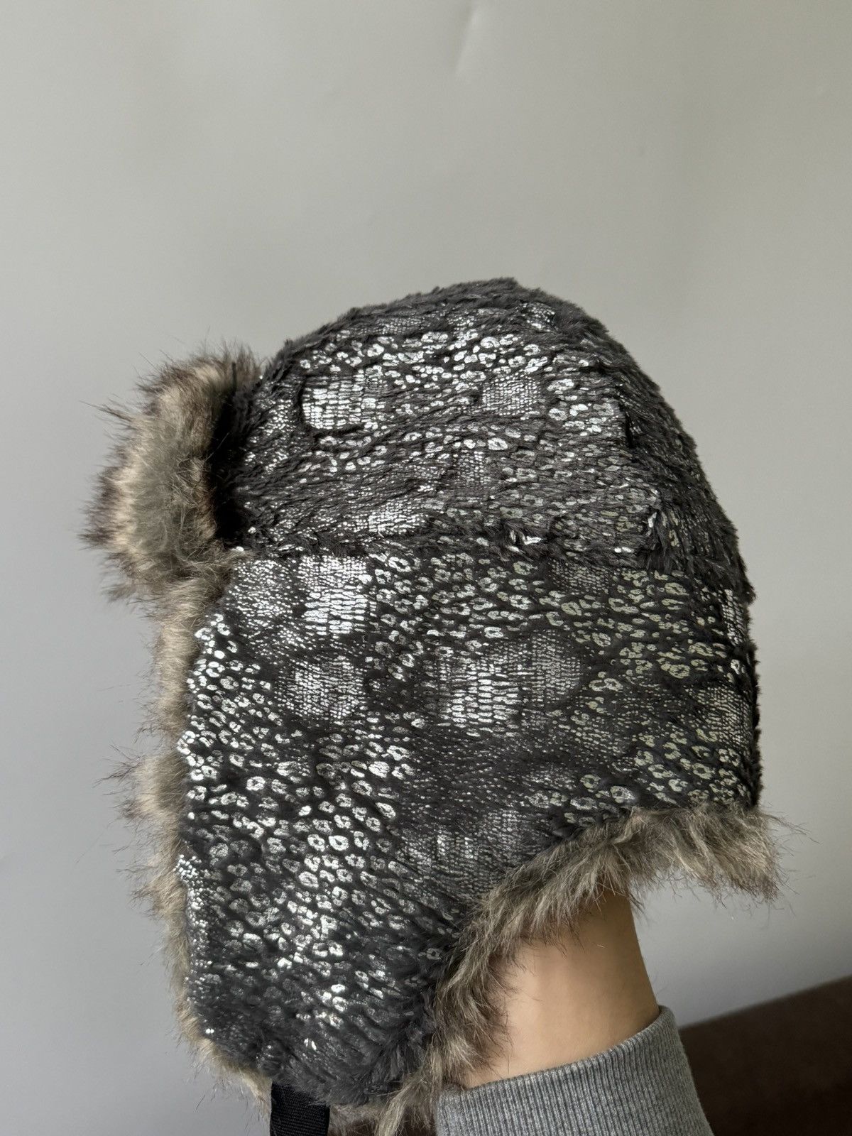 Other Vintage silver Y2K fuzzy fur ushanka hat punk Japanese Size ONE SIZE - 4 Thumbnail