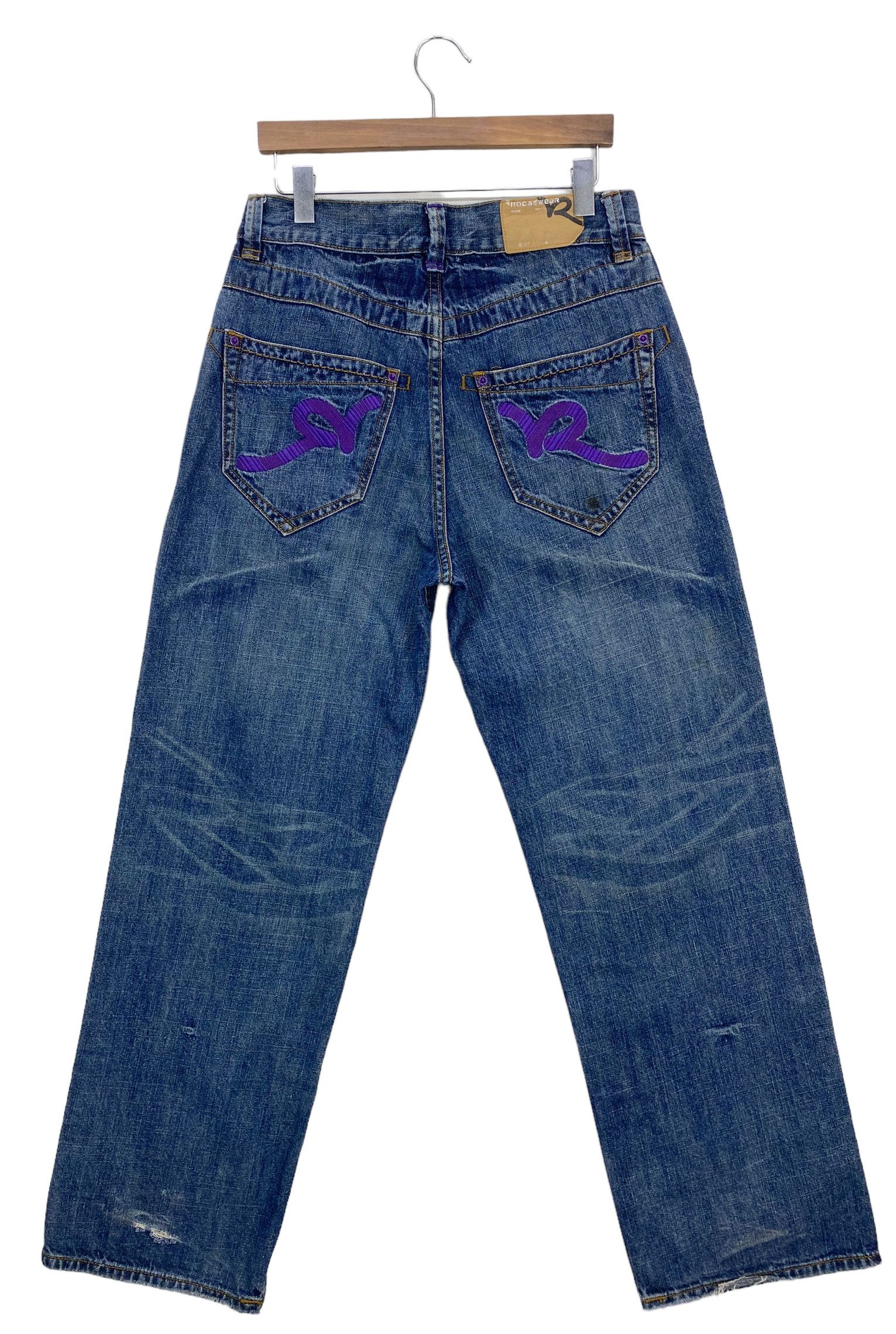 image of Distressed Denim x Rocawear Baggy Jeans Embroided Logo Hip Hop Jay-Z Jeans in Blue, Men's (Size 32)