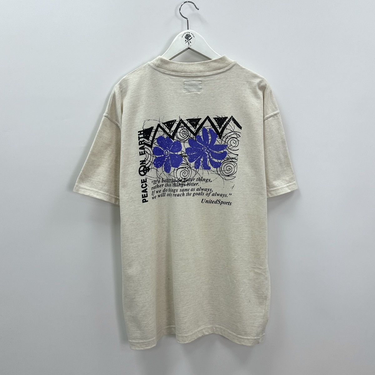 Vintage Vintage 90s United Sports Peace on Earth hippie tee y2k rare Size US XL / EU 56 / 4 - 1 Thumbnail