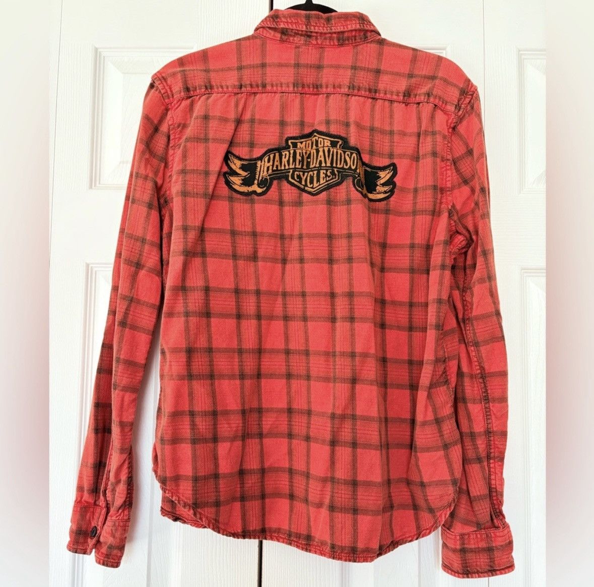 Harley Davidson Harley-Davidson Red Flannel Long Sleeve Snap Button Down Top Size L / US 10 / IT 46 - 3 Thumbnail